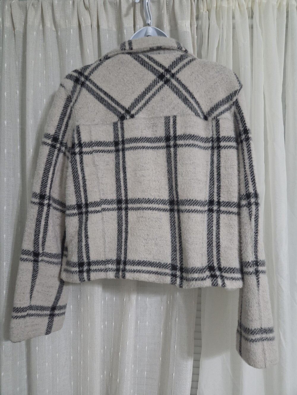Z Supply Cream Plaid Zip-Front Moto Jacket - Picture 4 of 6